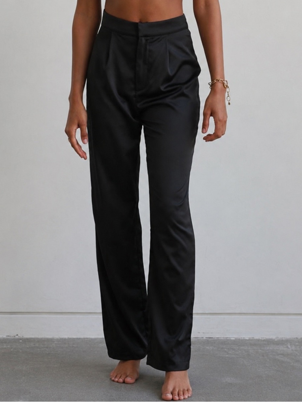 437 Black Satin ‘The Amara Pant’ Size Small